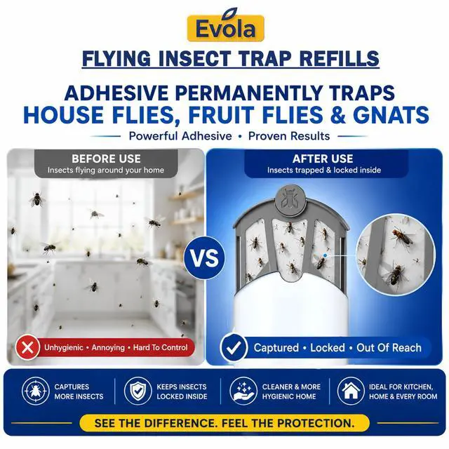 Alt view image 6 of 7 - 4 Pack Flying Insect Trap Refills - Compatible with Zevo Flying Insect Trap M364, M364A & MAX Bases - Fruit Fly, Gnat, Bug & Mosquito Catcher Replacement Cartridges