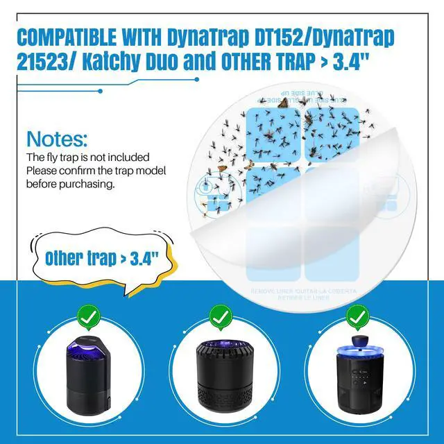 Alt view image 2 of 7 - 20 Pack Replacement Glue Cards, Compatible with DynaTrap DT152/DynaTrap 21523/Katchy Duo Indoor Insect Trap, 3.4 Inches Refill Sticky Pads, Glue Boards Insect Catcher for Fly Mosquito Bug