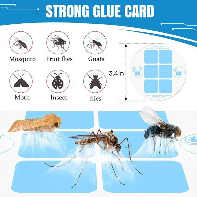 Alt view image 6 of 7 - 20 Pack Replacement Glue Cards, Compatible with DynaTrap DT152/DynaTrap 21523/Katchy Duo Indoor Insect Trap, 3.4 Inches Refill Sticky Pads, Glue Boards Insect Catcher for Fly Mosquito Bug
