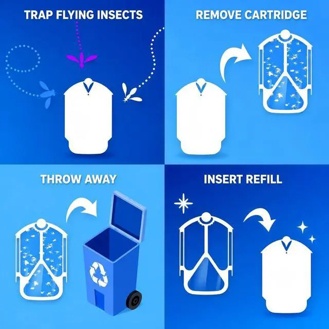 Alt view image 3 of 6 - 12 Pack Refill Cartridge Kit Compatible with Plug-in Light M364 and Max, Flying Insect Trap Refills Replacements for House & Fruit Flies, Easy to Use