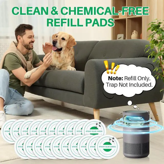 Alt view image 3 of 7 - 20 Pack Glue Trap Refill Pads Compatible with STEM Flying Insect Fan Trap, 3.94 Inches Replacement Glue Boards, Sticky Pads Insect Catcher for Indoor Fly Mosquito Bug Control