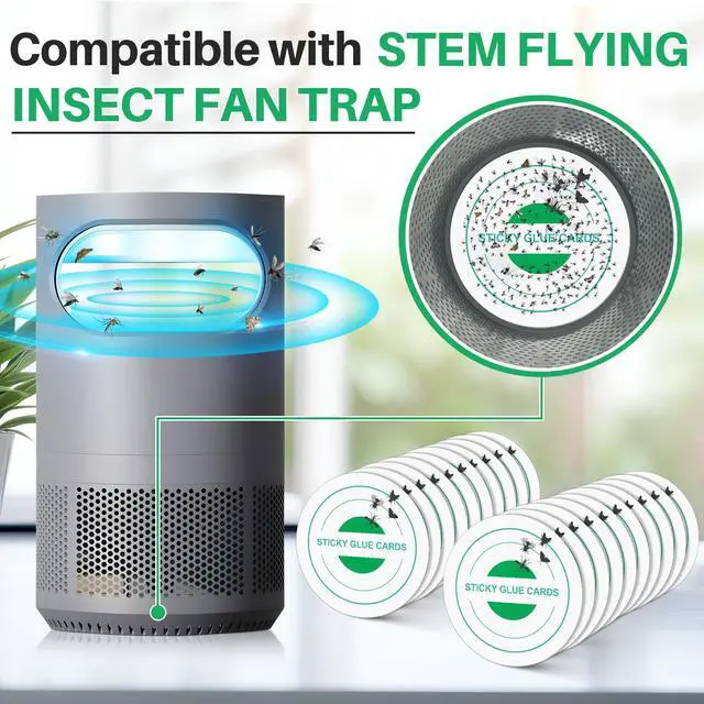 Alt view image 2 of 7 - 20 Pack Glue Trap Refill Pads Compatible with STEM Flying Insect Fan Trap, 3.94 Inches Replacement Glue Boards, Sticky Pads Insect Catcher for Indoor Fly Mosquito Bug Control