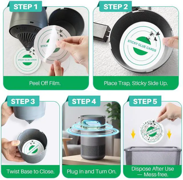 Alt view image 5 of 7 - 20 Pack Glue Trap Refill Pads Compatible with STEM Flying Insect Fan Trap, 3.94 Inches Replacement Glue Boards, Sticky Pads Insect Catcher for Indoor Fly Mosquito Bug Control