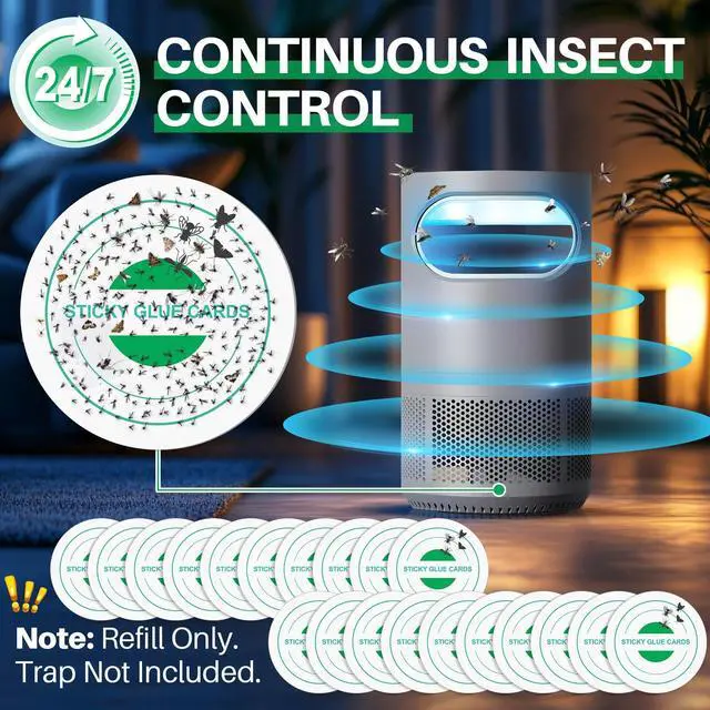 Alt view image 7 of 7 - 20 Pack Glue Trap Refill Pads Compatible with STEM Flying Insect Fan Trap, 3.94 Inches Replacement Glue Boards, Sticky Pads Insect Catcher for Indoor Fly Mosquito Bug Control