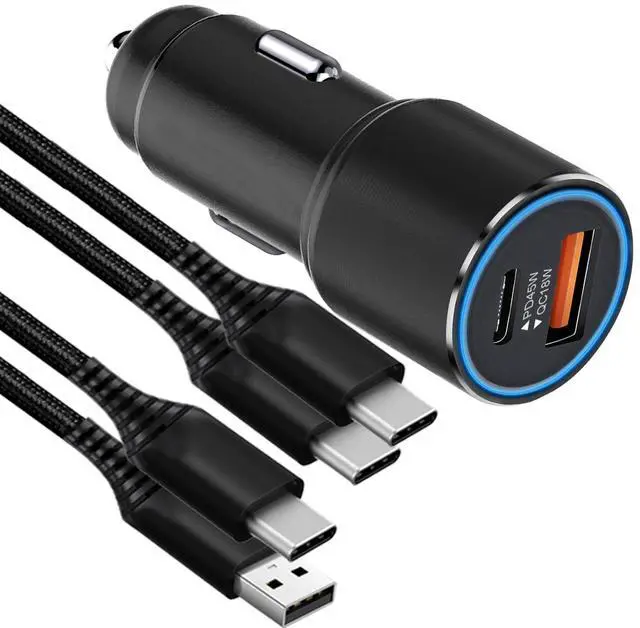 Main image of 63W Car Charger USB C Super Fast Charging for iPhone Air/17/17 Pro/17 Pro Max/17e/16/16Pro/16e/15/15Pro/iPad Pro 13/12.9/11/Air/Mini Dual Port 12V Cigarette Lighter Adapter Plug+Carplay Cable 3ft 4ft