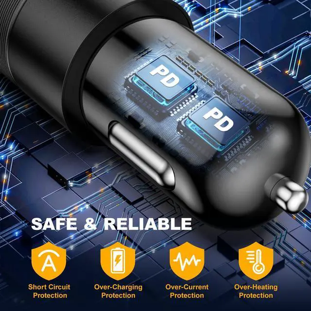 Alt view image 6 of 7 - USB C Car Charger 40W, Dual USB-C PD3.0 Fast Charging Car Charger