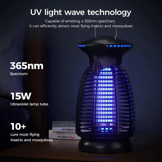 Alt view image 2 of 7 - 4200V LED Bug Zapper for Outdoor and Indoor Use, Mosquito and Fly