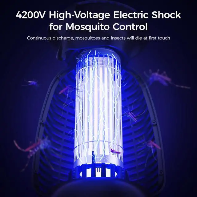 Alt view image 3 of 7 - 4200V LED Bug Zapper for Outdoor and Indoor Use, Mosquito and Fly