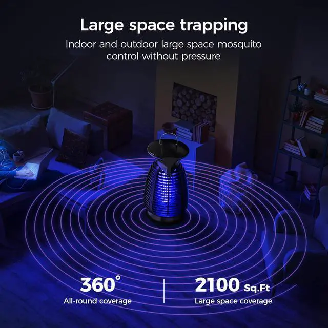 Alt view image 6 of 7 - 4200V LED Bug Zapper for Outdoor and Indoor Use, Mosquito and Fly