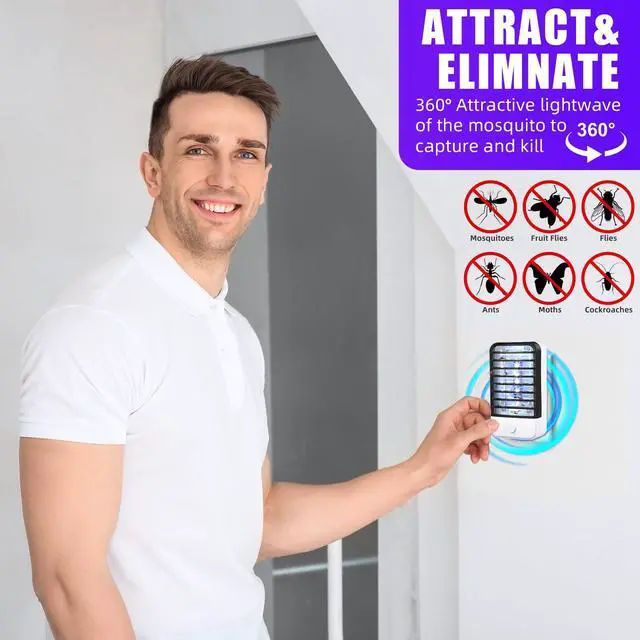 Alt view image 7 of 7 - 2026 New Bug Zapper Indoor Plug in Mosquito Killer Mosquito Zapper with Bug Lights, Electronic Fly Traps Indoor for Home, Living Room, Kitchen, Baby Room, Office, Bedroom, Flying Insect Trap (6Pack)