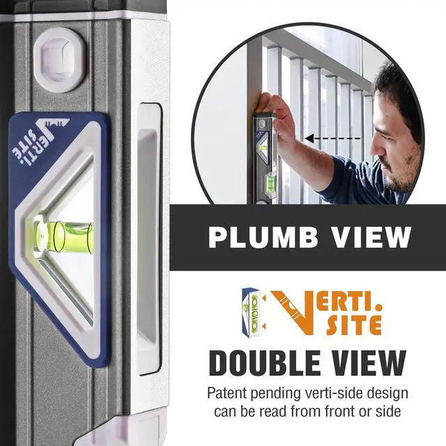 Alt view image 3 of 7 - 10 Inch Small Torpedo Level, Aluminum Frame with V-Groove