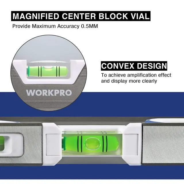 Alt view image 5 of 7 - 10 Inch Small Torpedo Level, Aluminum Frame with V-Groove