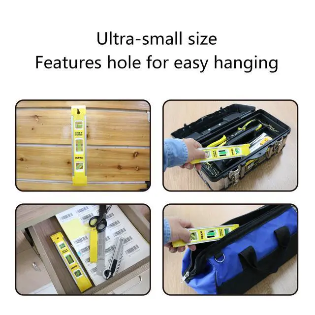 Alt view image 6 of 7 - 9 Inch Magnetic Spirit Level, Leveler Tool, 1-Pack, Yellow