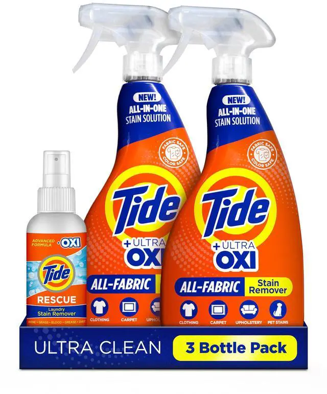 Main image of Laundry Stain Remover Spray with Oxi | Stain Remover for Clothes, Carpet, Upholstery, Pet Bedding | Stain Treater Spray for Tough Stains from Wine, Coffee, Grease | 22 Fl Oz (Pack of 2) & 3 Fl Oz