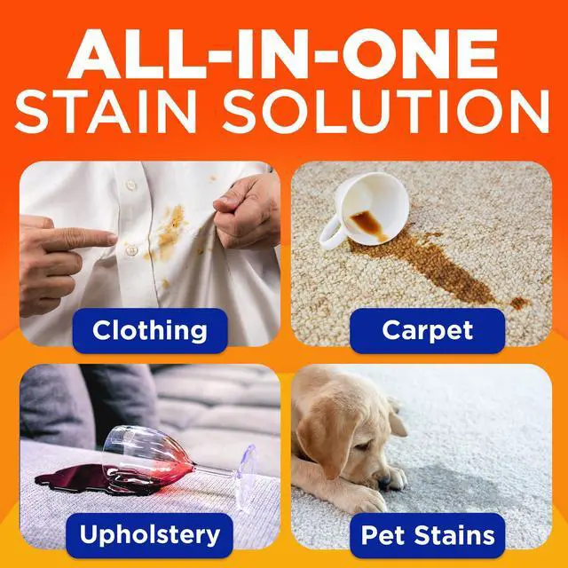 Alt view image 3 of 5 - Laundry Stain Remover Spray with Oxi | Stain Remover for Clothes, Carpet, Upholstery, Pet Bedding | Stain Treater Spray for Tough Stains from Wine, Coffee, Grease | 22 Fl Oz (Pack of 2) & 3 Fl Oz