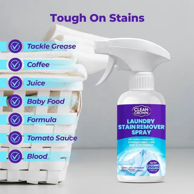 Alt view image 2 of 7 - Laundry Stain Remover Spray (8.45 Fl oz), Spray and Wash Stain Remover for Clothes, Effective on Grease, Coffee, Juice, Baby Food, Formula, Tomato Sauce & Blood, Baby Clothing