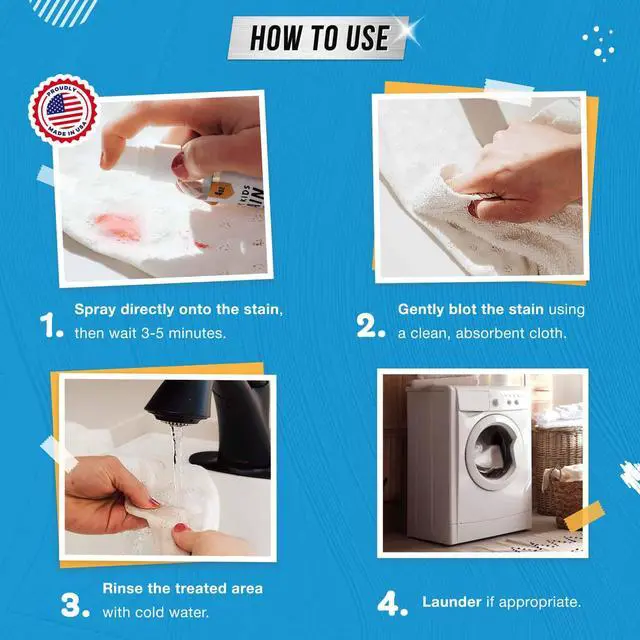 Alt view image 4 of 5 - Messy Kids Stain Remover Spray - Laundry Spot Cleaner, Natural Stain Treater Spray for Baby Clothes Fabric, Toddler Clothing, Rescue Mess Removal for Food, Oil Stains, Great for Travel - 4 oz