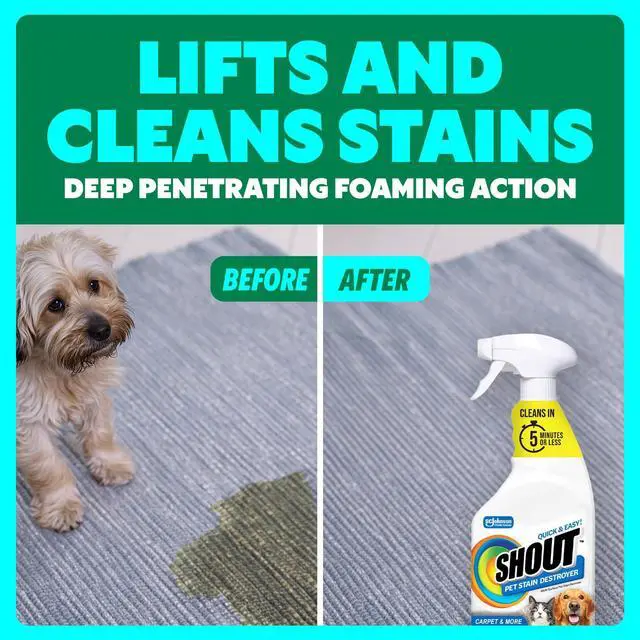 Alt view image 7 of 7 - Pet Stain Remover Spray, Color-Safe Multisurface & Carpet Cleaner Solution for Dog & Cat Urine, Feces, Vomit & Mud, Fights Odors & Remarking, Fast-Acting Cleans in 5 Minutes or Less, 22oz