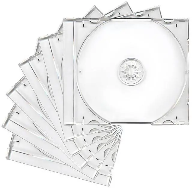 Main image of 6 PCS Standard Single Clear CD Jewel Case, 10 mm Thin Clear CD Storage Case with Assembled Tray, Square-Shaped Single Plastic Disc DVD Storage Box Replacement for Most Cars (Transparent)