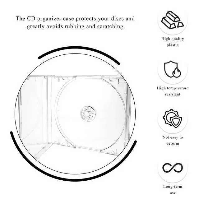 Alt view image 5 of 6 - 6 PCS Standard Single Clear CD Jewel Case, 10 mm Thin Clear CD Storage Case with Assembled Tray, Square-Shaped Single Plastic Disc DVD Storage Box Replacement for Most Cars (Transparent)