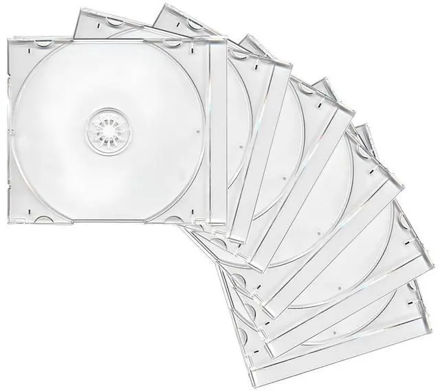 Main image of 6 PCS Standard Single Clear CD Jewel Case, 10 mm Slim Plastic Disc Storage Case with Assembled Tray, Square-Shaped Single Disc Capacity CD Cover DVD Protection Replacement (Transparent)
