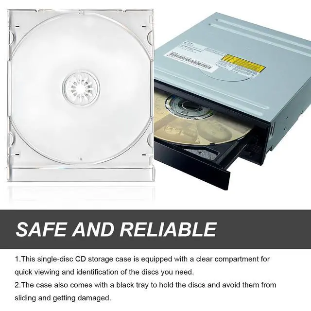 Alt view image 4 of 6 - 6 PCS Standard Single Clear CD Jewel Case, 10 mm Slim Plastic Disc Storage Case with Assembled Tray, Square-Shaped Single Disc Capacity CD Cover DVD Protection Replacement (Transparent)