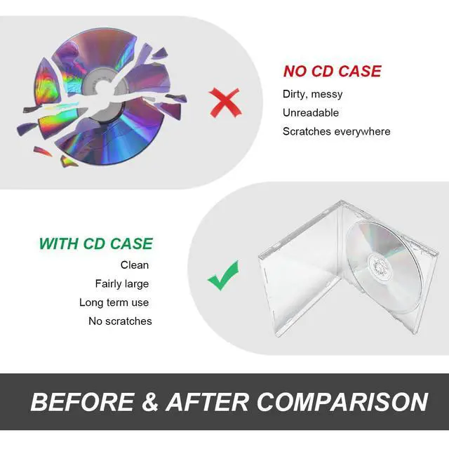 Alt view image 6 of 6 - 6 PCS Standard Single Clear CD Jewel Case, 10 mm Slim Plastic Disc Storage Case with Assembled Tray, Square-Shaped Single Disc Capacity CD Cover DVD Protection Replacement (Transparent)