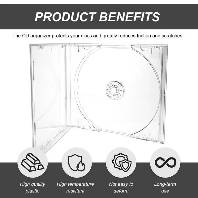 Alt view image 5 of 6 - 6 PCS Standard Single Clear CD Jewel Case, 10 mm Slim Plastic Disc Storage Case with Assembled Tray, Square-Shaped Single Disc Capacity CD Cover DVD Protection Replacement (Transparent)