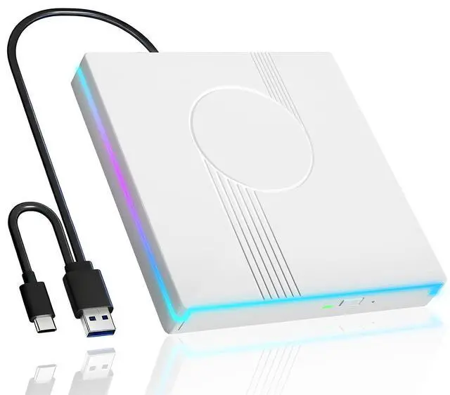 Main image of External CD/DVD Drive for Laptop, RGB & USB 3.0 Type-C CD DVD Burner