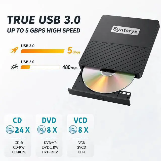 Alt view image 4 of 7 - External CD Burner, USB CD/DVD Drive for Laptop, DVD Burner