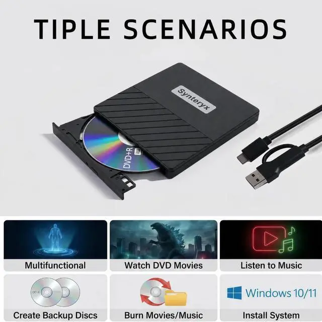 Alt view image 6 of 7 - External CD Burner, USB CD/DVD Drive for Laptop, DVD Burner
