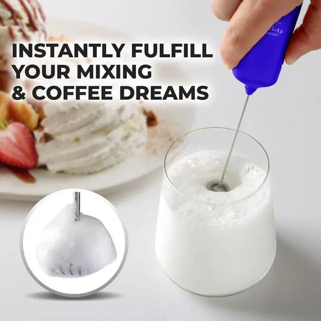 Alt view image 2 of 7 - Mini & Mighty Milk Frother Wand Powerful Handheld Coffee Frother, Battery Operated Drink Mixer Compact Pocket Size Detachable Whisk for Latte, Cappuccino, Matcha, Hot Chocolate