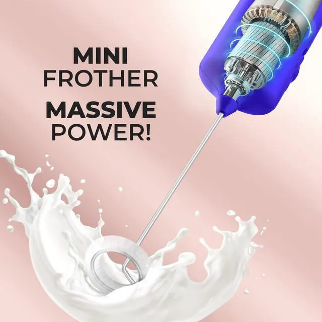 Alt view image 3 of 7 - Mini & Mighty Milk Frother Wand Powerful Handheld Coffee Frother, Battery Operated Drink Mixer Compact Pocket Size Detachable Whisk for Latte, Cappuccino, Matcha, Hot Chocolate