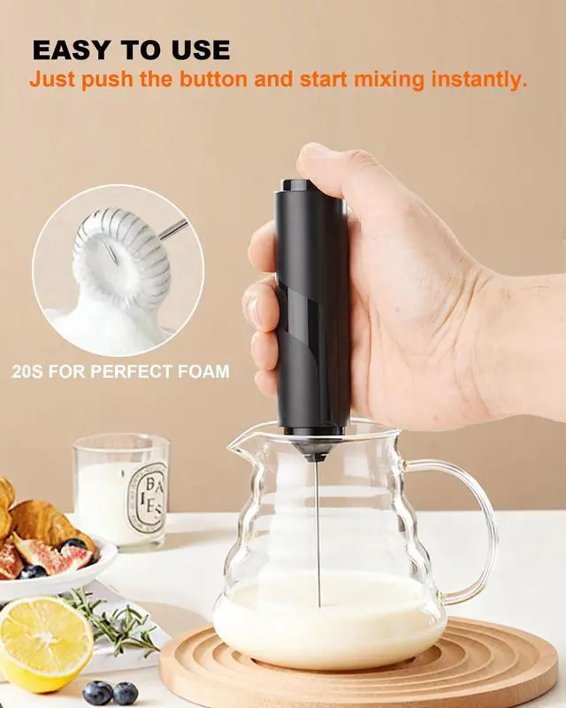 Alt view image 4 of 7 - Electric Milk Frother Handheld Foam Maker, Black
