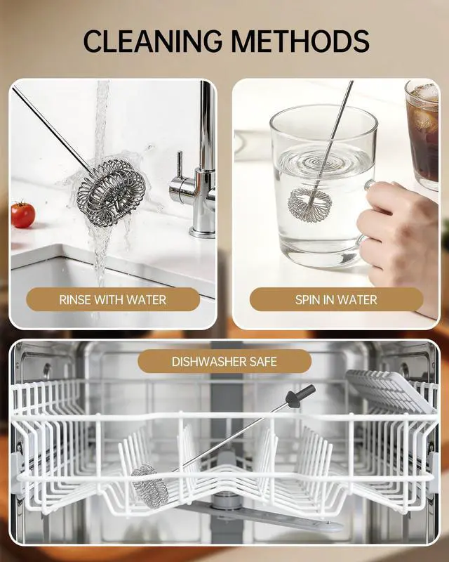Alt view image 5 of 7 - Rechargeable Milk Frother Hanheld with Stand, Dual Coil Whisk Head Electric Coffee Frother, Portable Hand Frother Wand Drink Mixer for Matcha Lattes Cappuccino, Kitchen Gifts, Black