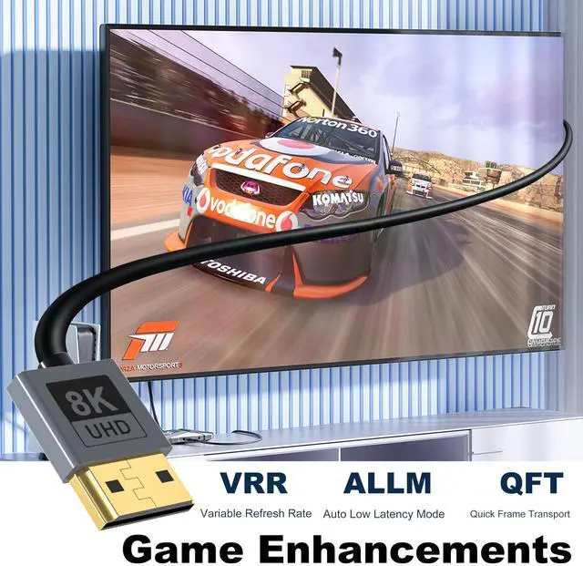 Alt view image 5 of 7 - Certified Ultra Thin 8K HDMI 2.1 Cable 3 FT/2 Pack, 8K@60Hz 4K@120Hz 48Gbps High Speed Slim Soft Low-Profile HDMI Cord, eARC, HDCP, Dolby, HDR10 for Gaming PS5 Xbox Apple HDTV Monitor Camera