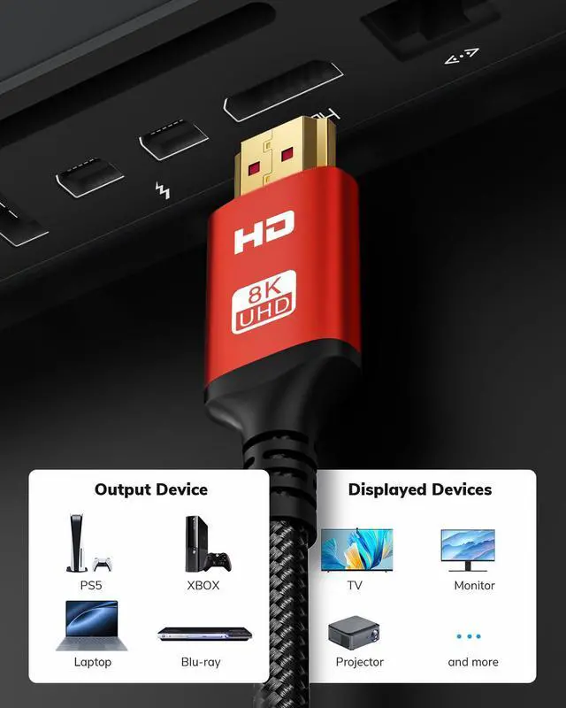 Alt view image 6 of 7 - 10K 8K 4K HDMI Cable 6FT 3-Pack, Ultra High Speed HDMI Braided Cord, Supports 4K/120Hz, 8K/60Hz, 48Gbps DTS:X, HDCP 2.2 & 2.3, HDR 10, HDMI 2.1 Cable