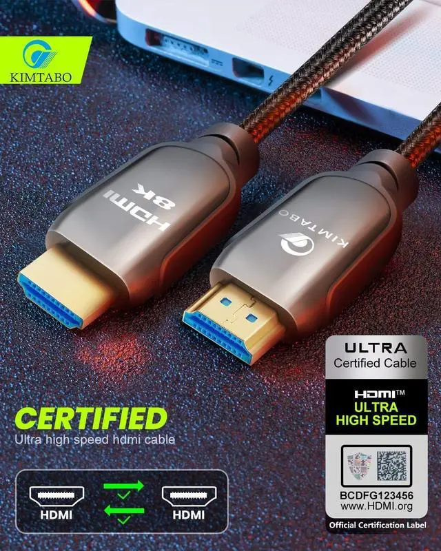 Alt view image 2 of 6 - Certified HDMI 2.1 Cable 3ft, Ultra High Speed HDMI Cable, 4K HD 120Hz 144Hz 2K 240Hz 8K HDMI Cable 48Gbps, eARC HDCP 2.2&2.3 HDR 10+ Dolby Compatible with PS5/Xbox Series X/Smart TV 4K