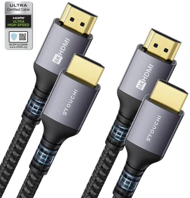 Main image of 8K HDMI Cables 48Gbps Ultra High Speed, 10K 8K@60Hz 4K@120Hz 144Hz, HDCP 2.2&2.3 SBTM Dynamic HDR eARC Compatible with Apple TV 4K/Roku TV/PS5/Blu-ray (Grey, 6ft, 2Pack)