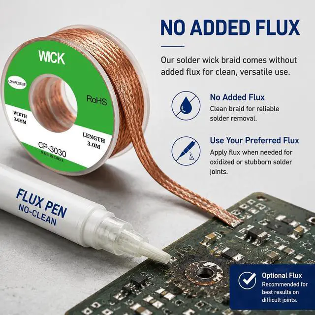 Alt view image 5 of 7 - 2 Pack 9.8ft Copper Solder Wick Braid, 0.08in & 0.12in Desoldering Wick