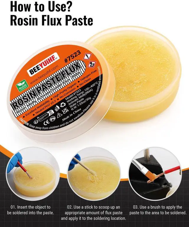 Alt view image 2 of 7 - 2 Jar Rosin Solder Flux, Flux for Soldering for SMD BGA LED PCB IC CPU Electronic Repair & Soldering (1.41oz/40g in a Jar)