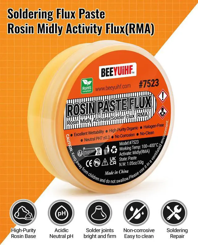 Alt view image 4 of 7 - 2 Jar Rosin Solder Flux, Flux for Soldering for SMD BGA LED PCB IC CPU Electronic Repair & Soldering (1.41oz/40g in a Jar)