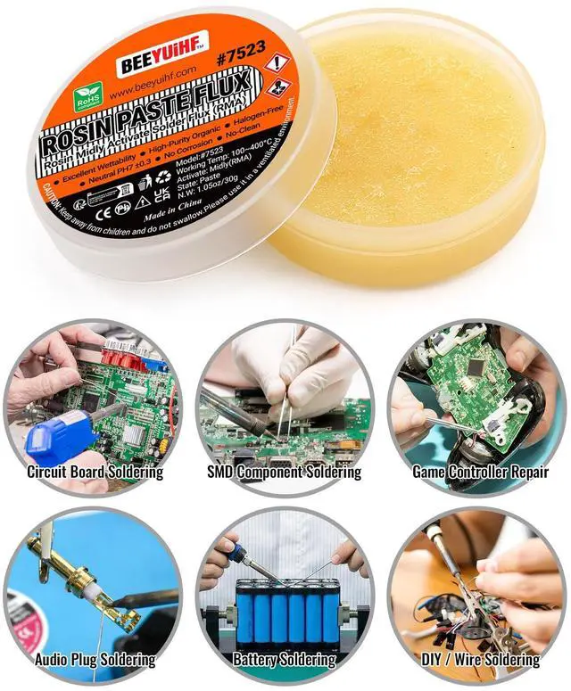 Alt view image 6 of 7 - 2 Jar Rosin Solder Flux, Flux for Soldering for SMD BGA LED PCB IC CPU Electronic Repair & Soldering (1.41oz/40g in a Jar)