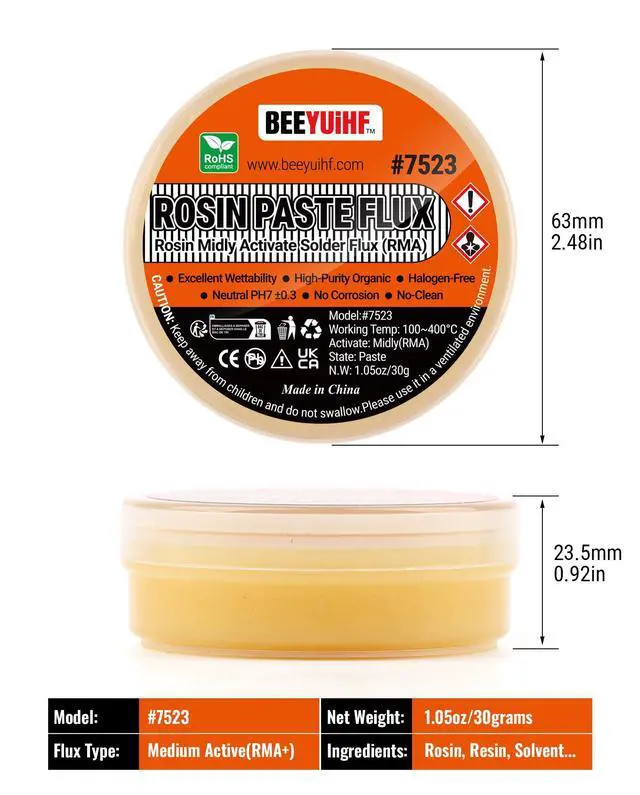 Alt view image 7 of 7 - 2 Jar Rosin Solder Flux, Flux for Soldering for SMD BGA LED PCB IC CPU Electronic Repair & Soldering (1.41oz/40g in a Jar)