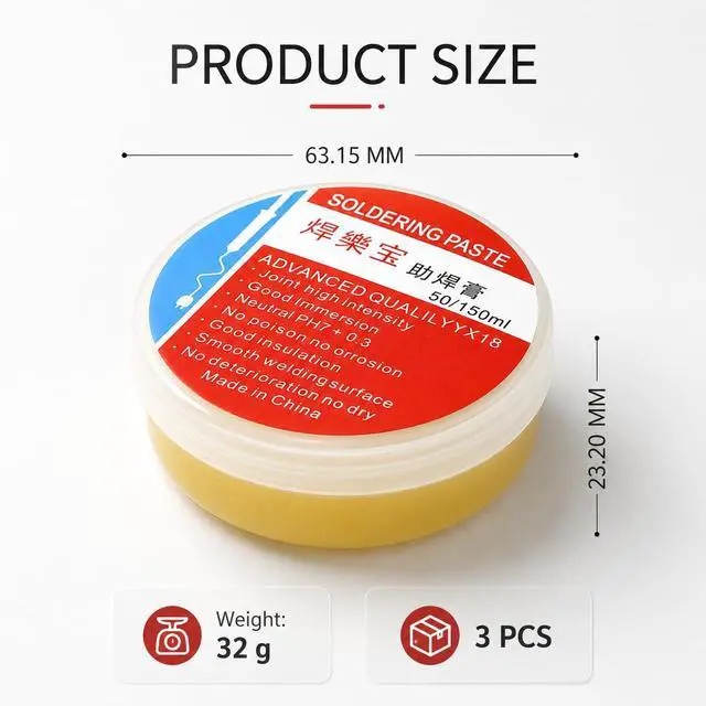 Alt view image 2 of 5 - Soldering Flux, Rosin Flux,Soldering Paste,Solder Flux, Lead-free and No Clean Flux for Chip PCB Motherboard,Electronics,Mobile Phone, Home Appliance Welding (3pcs 32g)