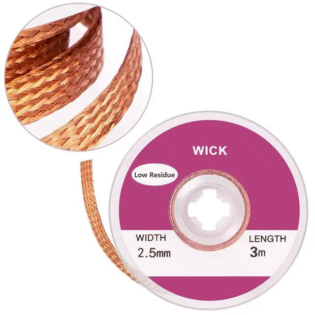 Alt view image 3 of 6 - 2 Pack 19.6Ft Solder Wick, No-Clean Solder Braided Wick Desoldering Wick For Solder Removal Tool, 0.1 Inch Width 3m Length for Each