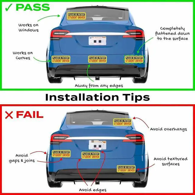 Alt view image 6 of 6 - 2 Pack Non-Magnetic Removable Vinyl Student Driver Sticker