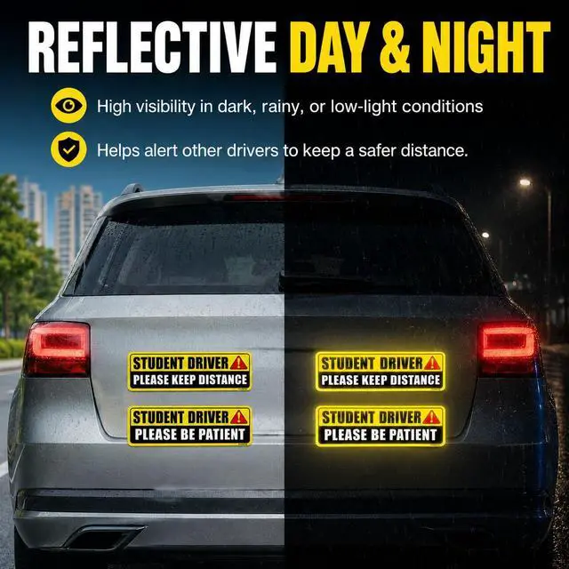Alt view image 4 of 7 - Student Driver Magnet for Car 2 Pack, Large Reflective 10x3.4 in