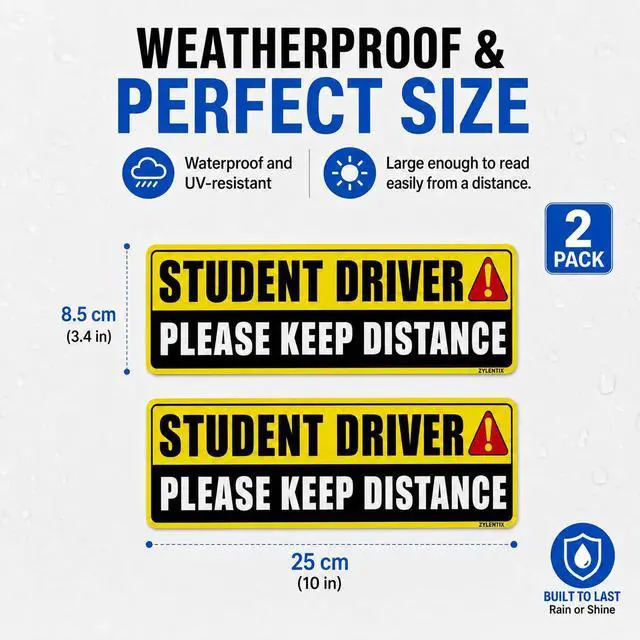 Alt view image 6 of 7 - Student Driver Magnet for Car 2 Pack, Large Reflective 10x3.4 in