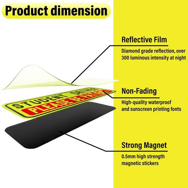 Alt view image 3 of 7 - 4 PCS Student Driver Magnet for Car, New Driver Magnet for Car